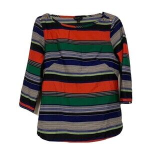Banana Republic Womens Size Small Multicolor Stripe Polyester Blouse Top